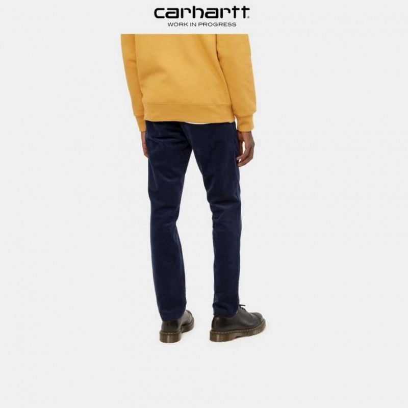 Bleu Marine Foncé Carhartt Wip Sid Pant - Corduroy Bleu Marine - Danmark MWF-7443898