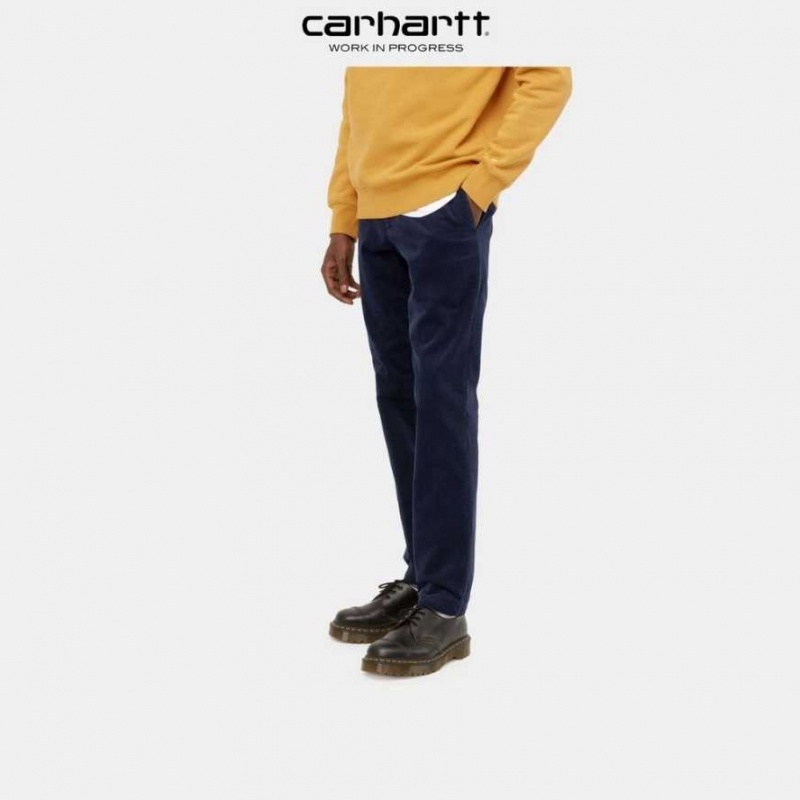 Bleu Marine Foncé Carhartt Wip Sid Pant - Corduroy Bleu Marine - Danmark MWF-7443898