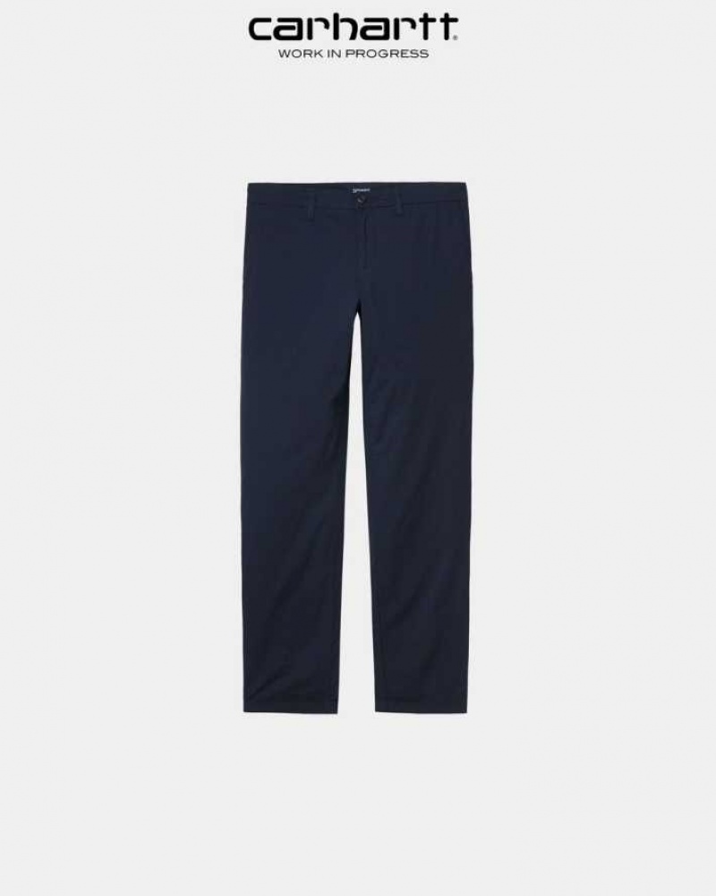 Bleu Marine Foncé Carhartt Wip Sid Pant - Poplin Bleu Marine - Danmark QYB-4756803