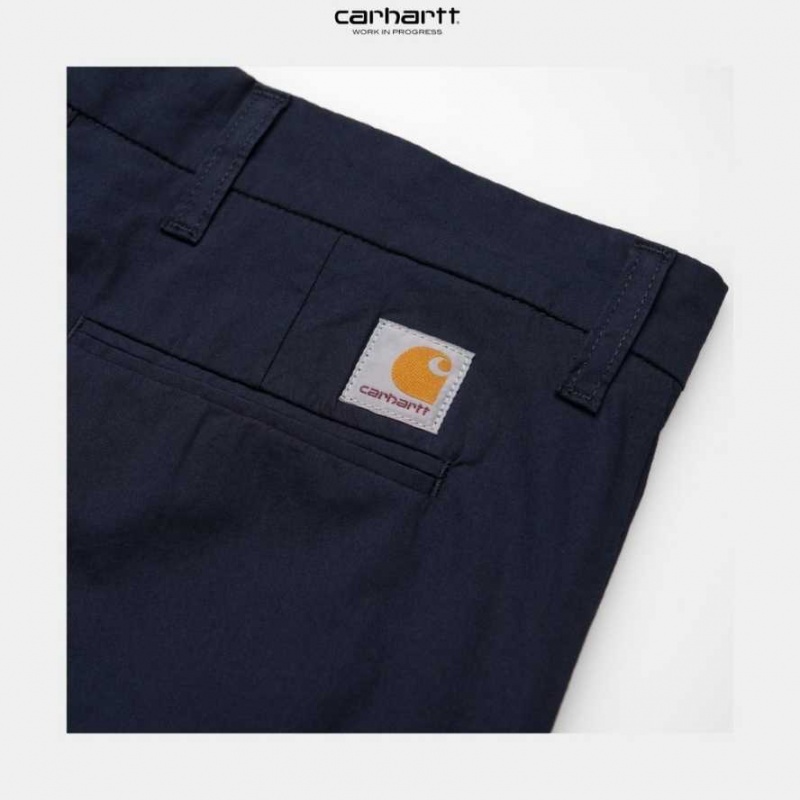 Bleu Marine Foncé Carhartt Wip Sid Pant - Poplin Bleu Marine - Danmark QYB-4756803