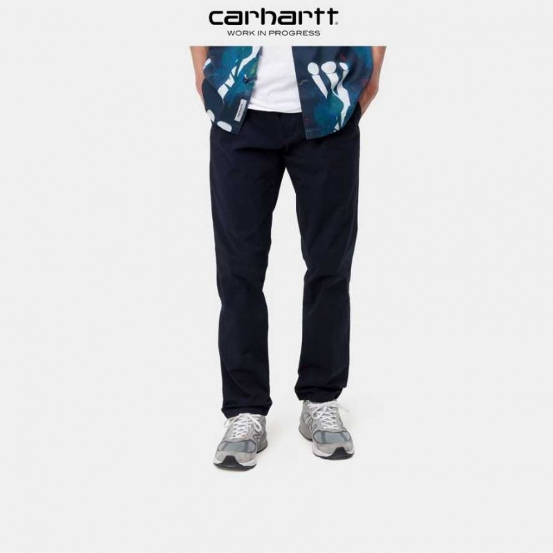 Bleu Marine Foncé Carhartt Wip Sid Pant - Poplin Bleu Marine - Danmark QYB-4756803