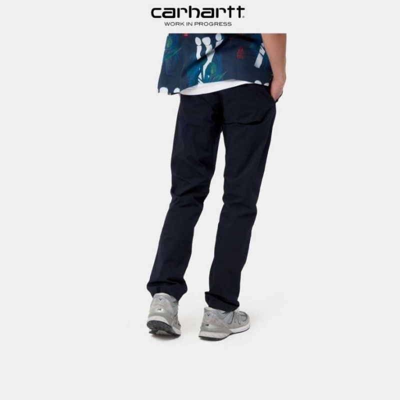 Bleu Marine Foncé Carhartt Wip Sid Pant - Poplin Bleu Marine - Danmark QYB-4756803