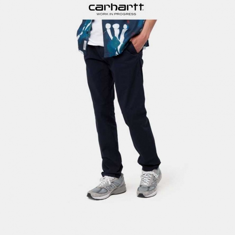 Bleu Marine Foncé Carhartt Wip Sid Pant - Poplin Bleu Marine - Danmark QYB-4756803