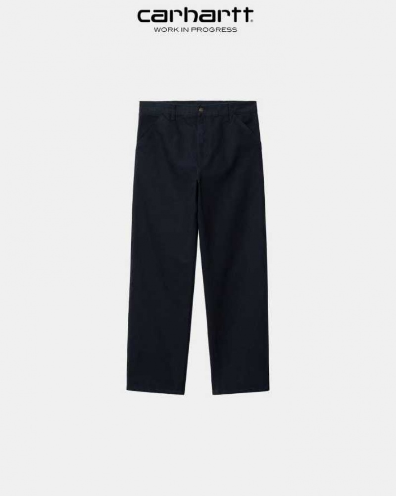 Bleu Marine Foncé Carhartt Wip Simple Pant - Dearborn Tela Bleu Marine - Danmark KIJ-3403245