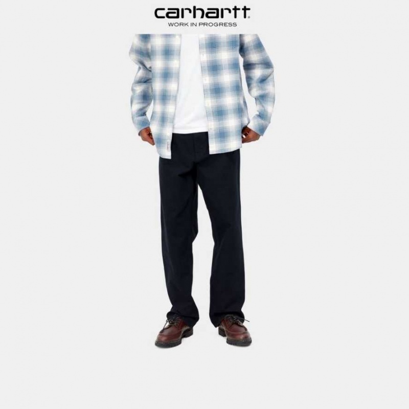 Bleu Marine Foncé Carhartt Wip Simple Pant - Dearborn Tela Bleu Marine - Danmark KIJ-3403245