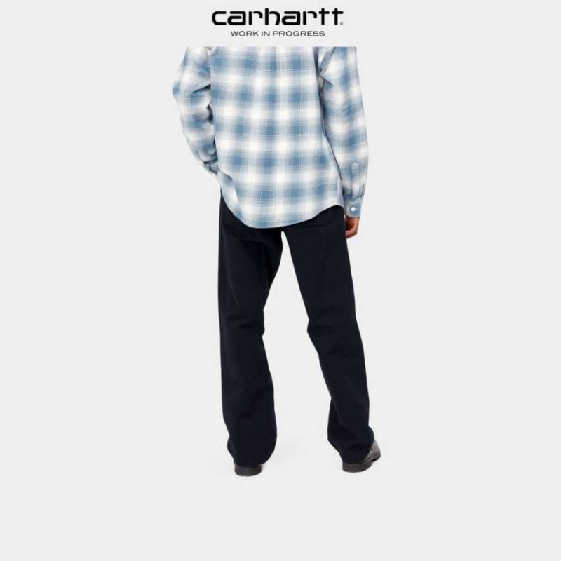 Bleu Marine Foncé Carhartt Wip Simple Pant - Dearborn Tela Bleu Marine - Danmark KIJ-3403245