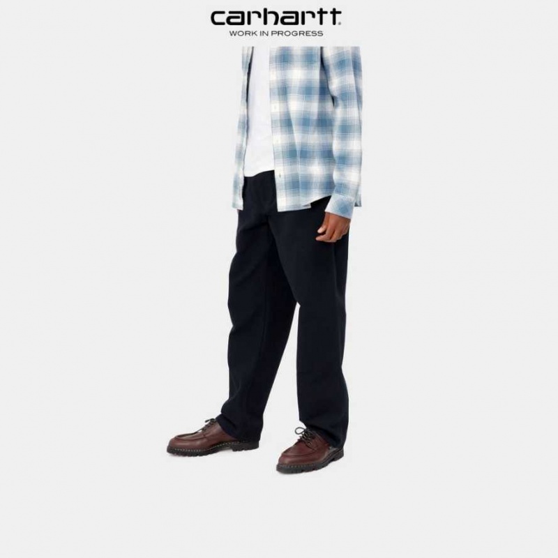 Bleu Marine Foncé Carhartt Wip Simple Pant - Dearborn Tela Bleu Marine - Danmark KIJ-3403245