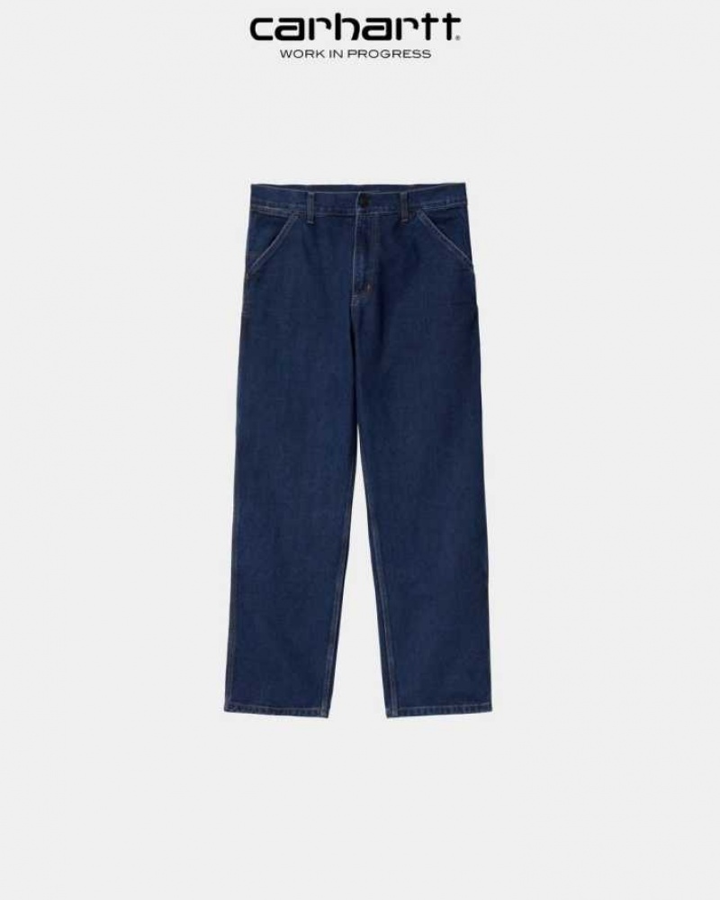 Bleu Carhartt Wip Single Knee Pant - Denim - Danmark RDZ-2627231