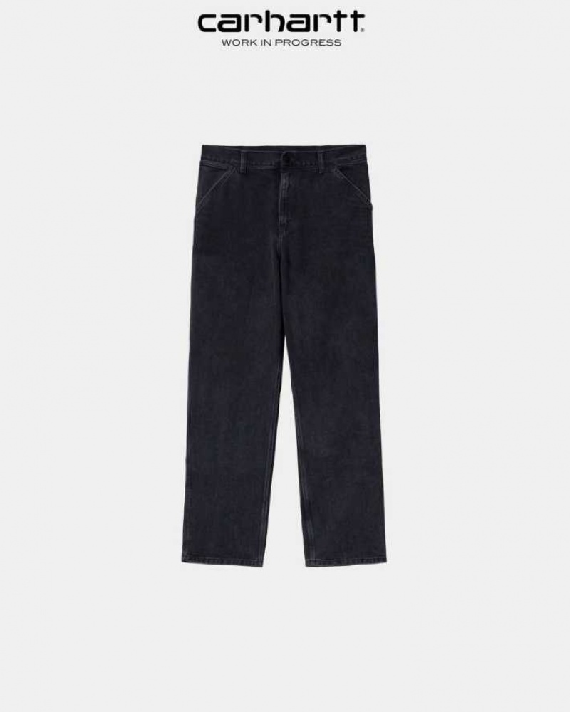 Noir Carhartt Wip Single Knee Pant - Denim - Danmark JKO-6775211