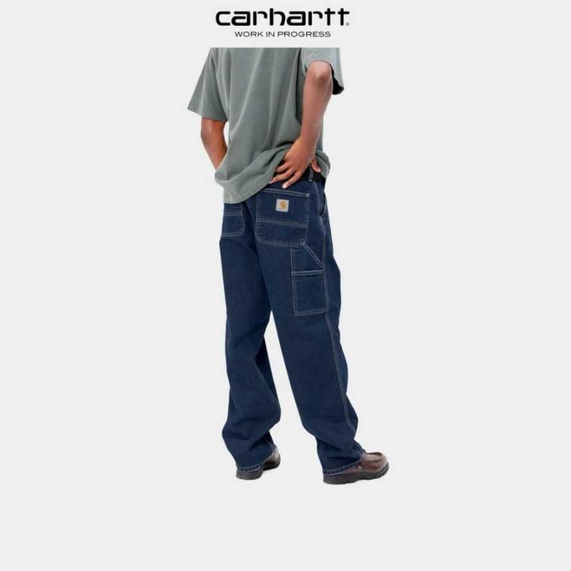 Bleu Carhartt Wip Single Knee Pant - Denim - Danmark RDZ-2627231