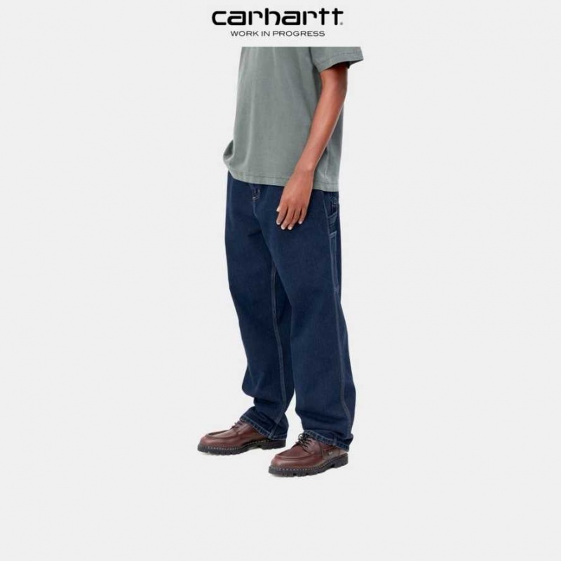 Bleu Carhartt Wip Single Knee Pant - Denim - Danmark RDZ-2627231