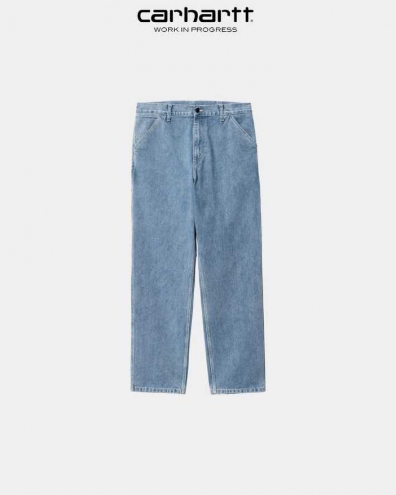 Bleu Carhartt Wip Single Knee Pant - Denim - Danmark GSF-9199125