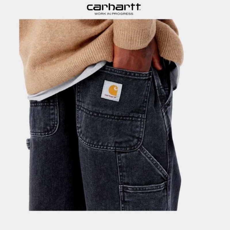 Noir Carhartt Wip Single Knee Pant - Denim - Danmark JKO-6775211