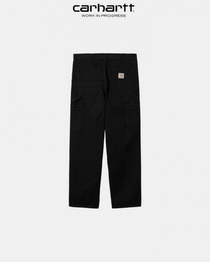 Noir Carhartt Wip Single Knee Pant - Denim - Danmark TAF-7238112