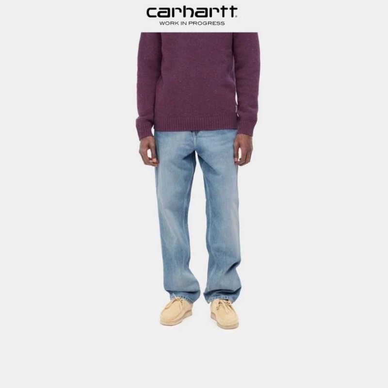 Bleu Carhartt Wip Single Knee Pant - Denim - Danmark ZRZ-9578297