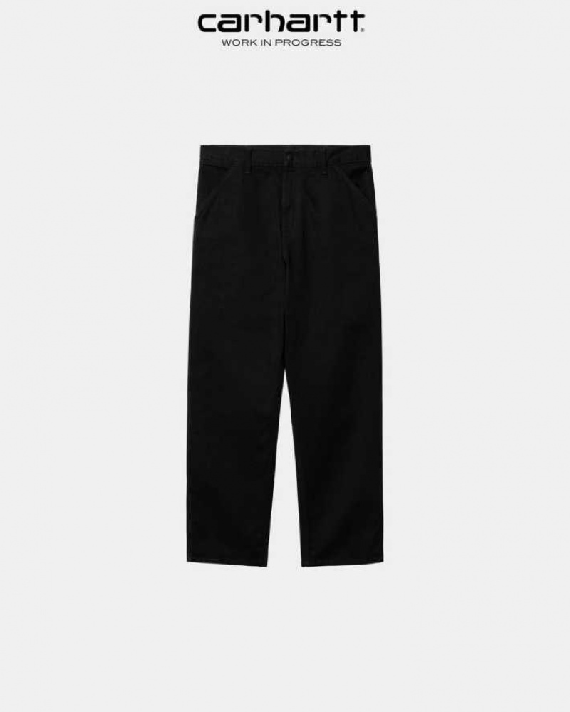 Noir Carhartt Wip Single Knee Pant - Denim - Danmark TAF-7238112