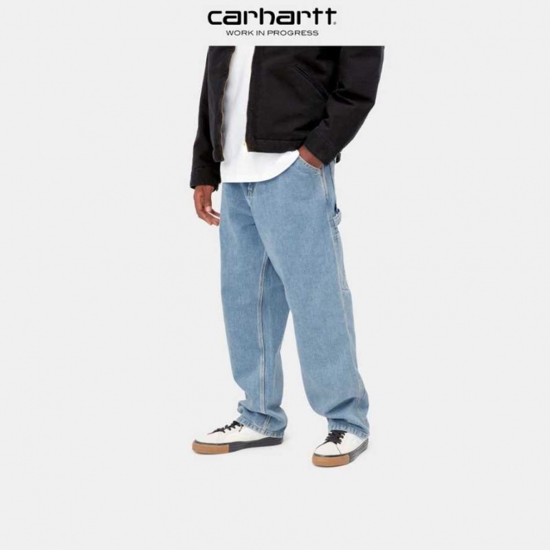 Bleu Carhartt Wip Single Knee Pant - Denim - Danmark GSF-9199125