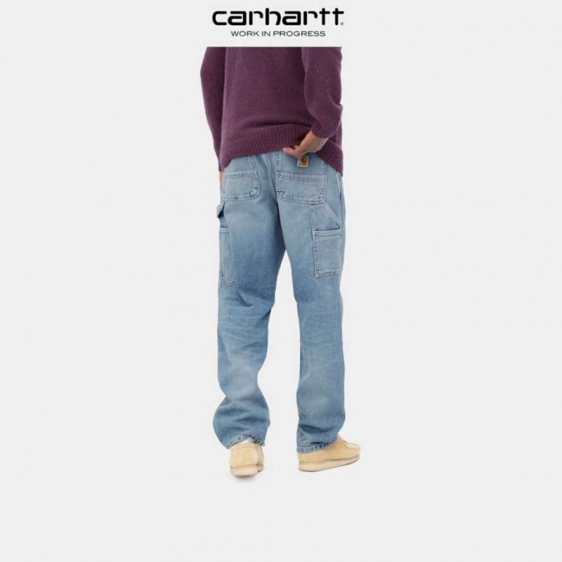 Bleu Carhartt Wip Single Knee Pant - Denim - Danmark ZRZ-9578297