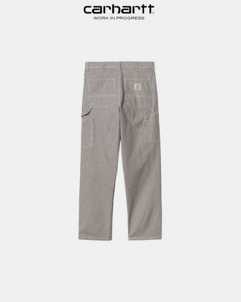 Blanche Bleu Carhartt Wip Single Knee Pant - Hickory Stripe Blanche - Danmark OHM-6093610