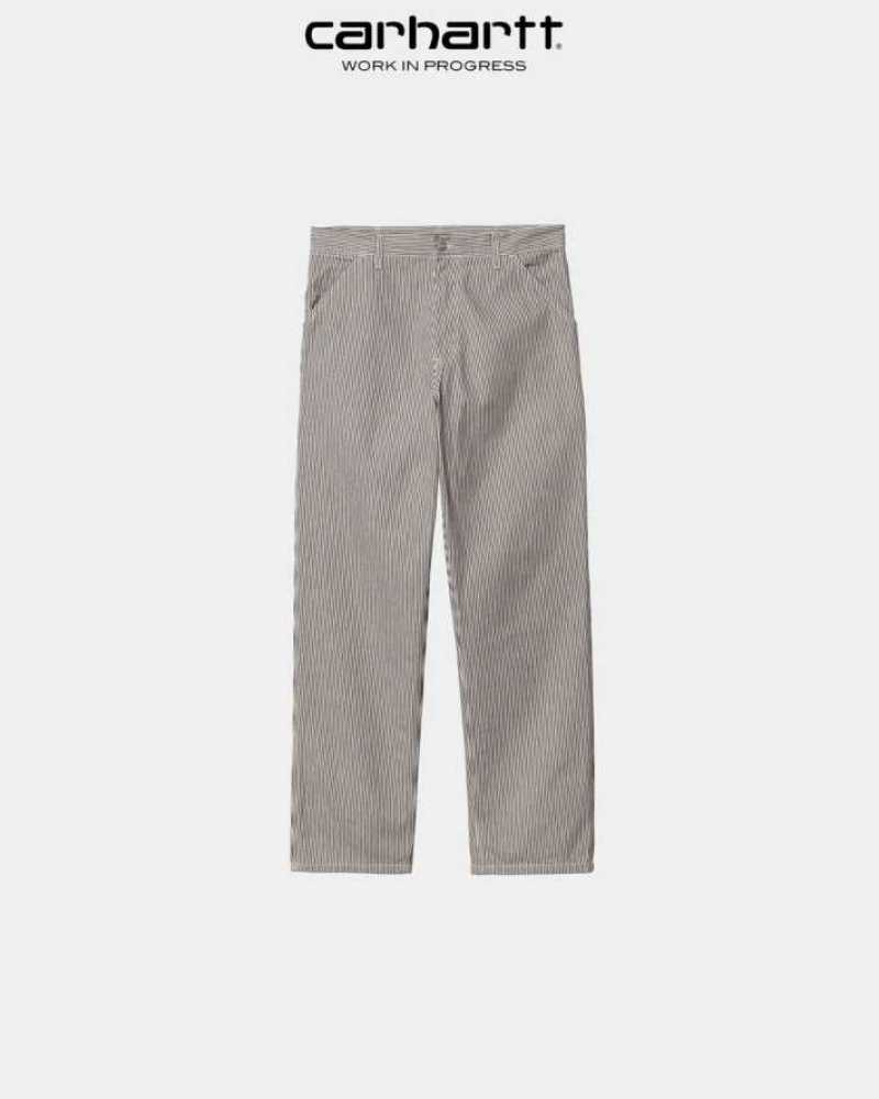 Blanche Bleu Carhartt Wip Single Knee Pant - Hickory Stripe Blanche - Danmark OHM-6093610