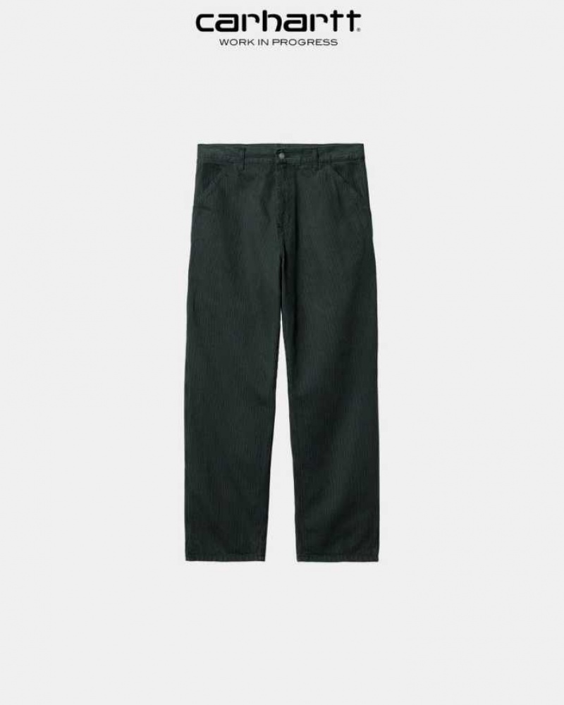 Bleu Carhartt Wip Single Knee Pant - Hickory Stripe - Danmark TGN-4930246