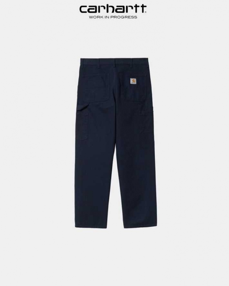 Bleu Marine Foncé Carhartt Wip Single Knee Pant Bleu Marine - Danmark XYZ-1249790