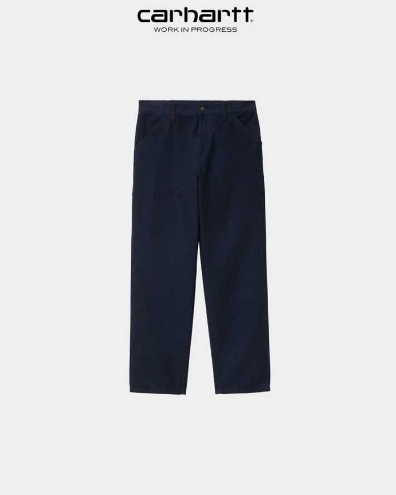 Bleu Marine Foncé Carhartt Wip Single Knee Pant Bleu Marine - Danmark XYZ-1249790