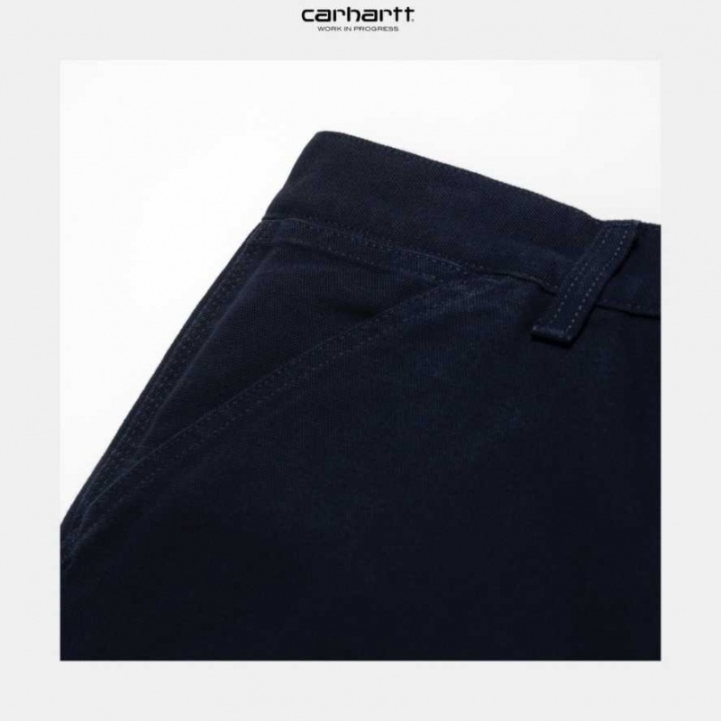 Bleu Marine Foncé Carhartt Wip Single Knee Pant Bleu Marine - Danmark XYZ-1249790