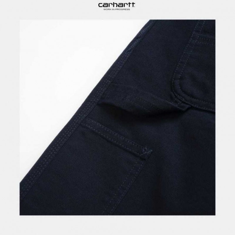 Bleu Marine Foncé Carhartt Wip Single Knee Pant Bleu Marine - Danmark XYZ-1249790