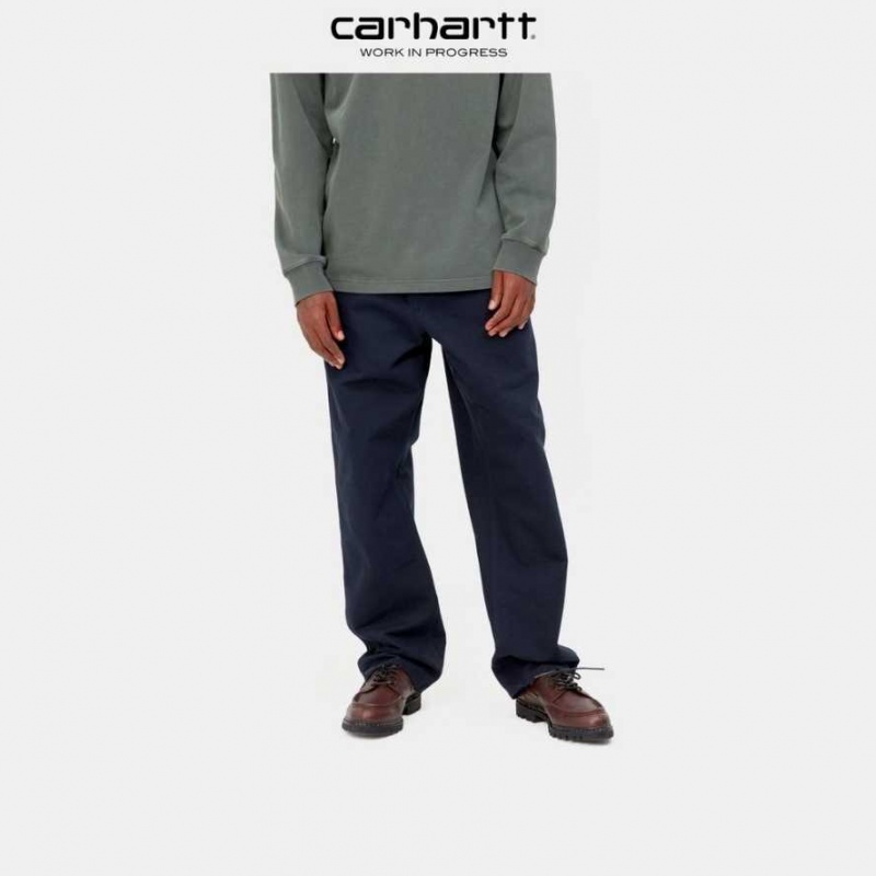 Bleu Marine Foncé Carhartt Wip Single Knee Pant Bleu Marine - Danmark XYZ-1249790