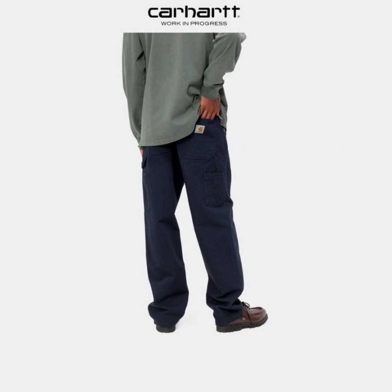 Bleu Marine Foncé Carhartt Wip Single Knee Pant Bleu Marine - Danmark XYZ-1249790