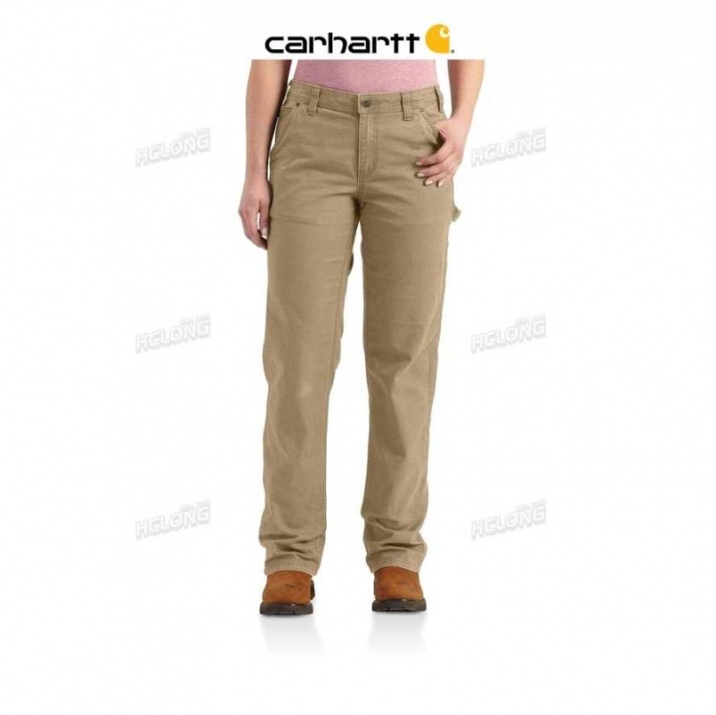 Kaki Foncé Carhartt Rugged Flex Loose Fit Tela Travail Pant Kaki - Danmark LBN-2151760