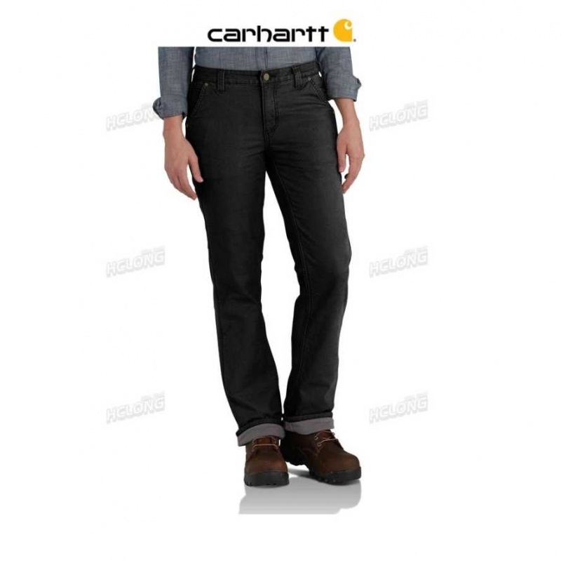 Noir Carhartt Fleece-Doublée Crawford Pants - Danmark ZDI-4796482