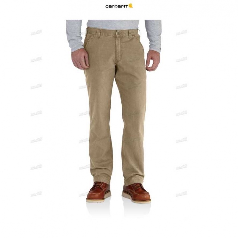 Kaki Foncé Carhartt Rugged Flex Relaxed Fit Tela Travail Pant Kaki - Danmark WOO-5662450