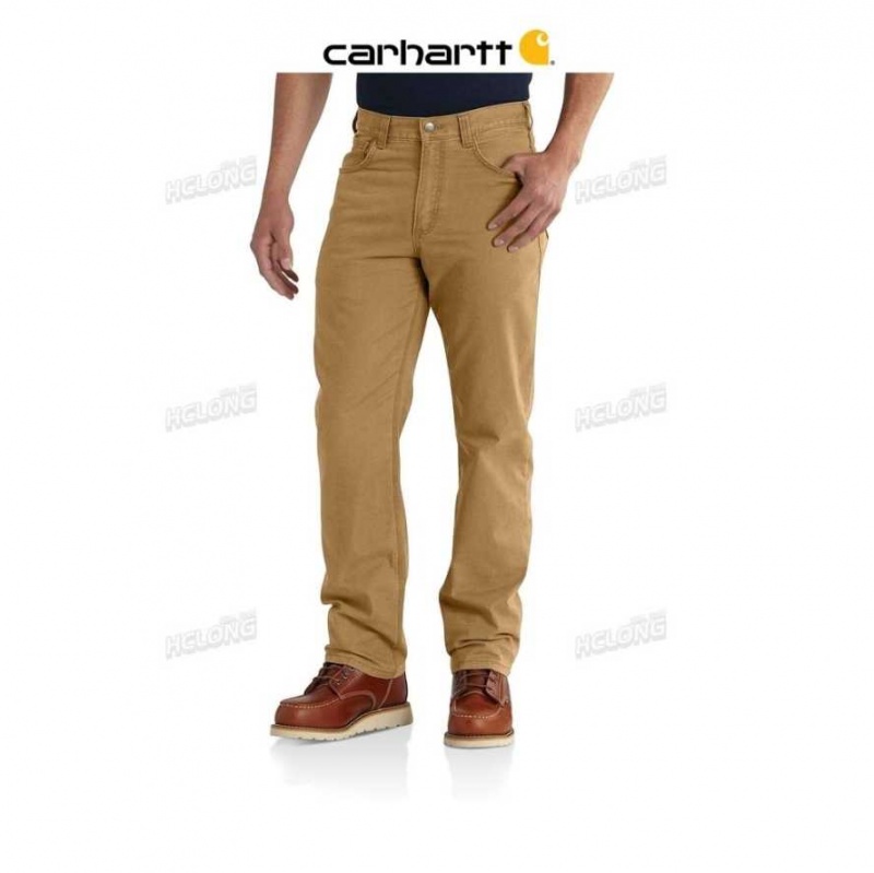 Hickory Carhartt Rugged Flex Relaxed Fit Tela 5-Pocket Travail Pant - Danmark CHU-3691178