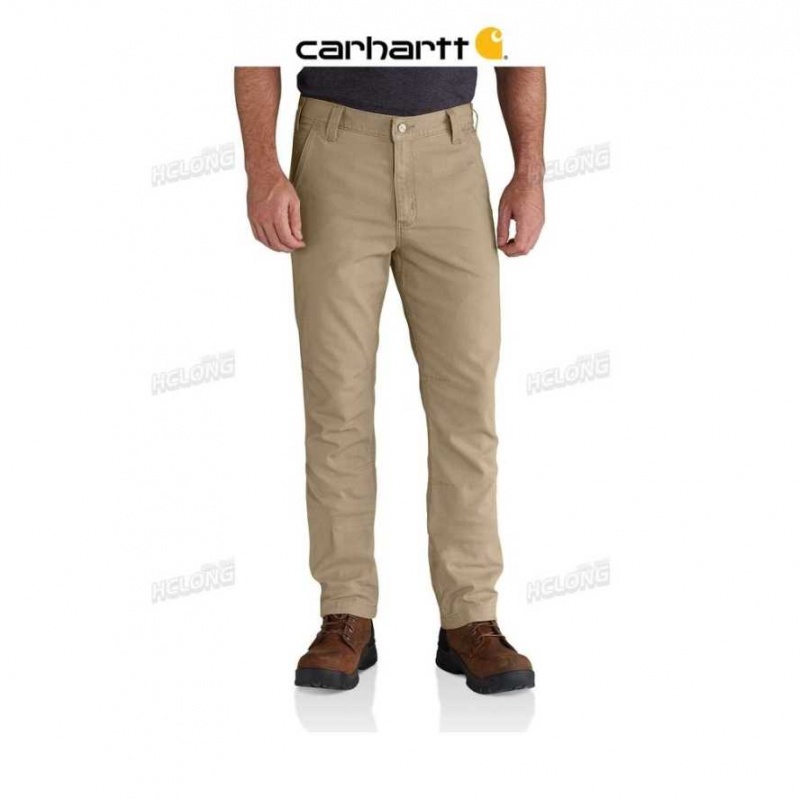 Kaki Foncé Carhartt Rugged Flex Droit Fit Tela 5-Pocket Tapered Travail Pant Kaki - Danmark YUB-6879734