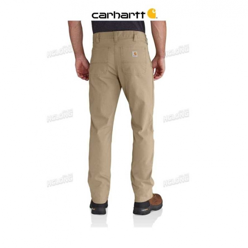 Kaki Foncé Carhartt Rugged Flex Droit Fit Tela 5-Pocket Tapered Travail Pant Kaki - Danmark YUB-6879734