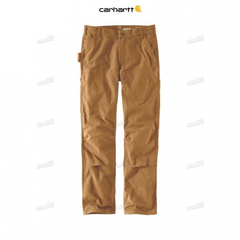 Marron Carhartt Rugged Flex Droit Fit Duck Double Front Pants - Danmark XJR-9280792