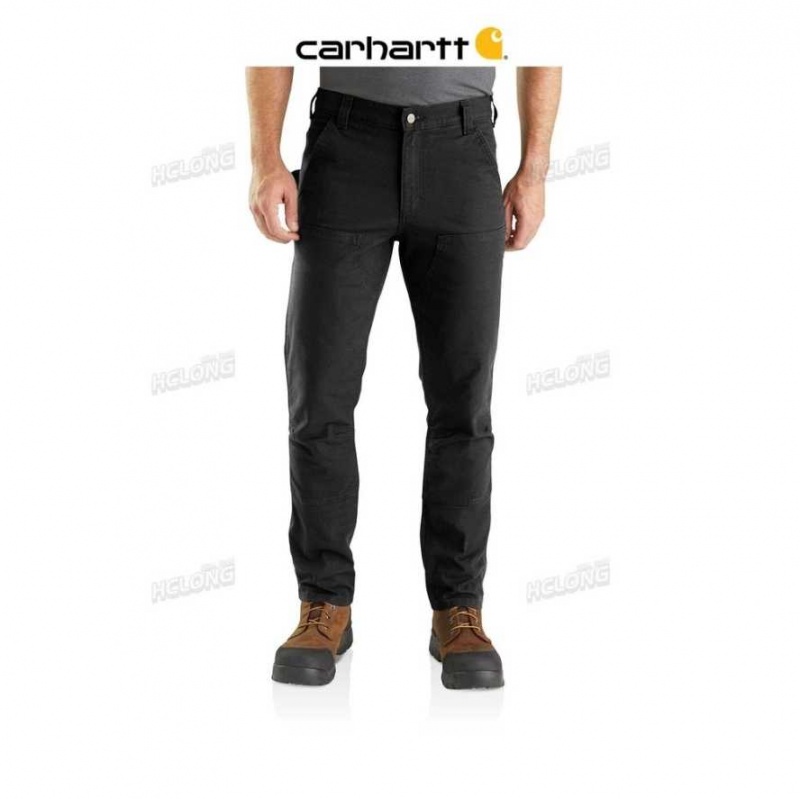 Noir Carhartt Rugged Flex Droit Fit Duck Double Front Pants - Danmark HEP-3903928