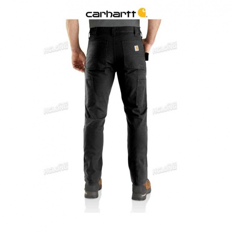 Noir Carhartt Rugged Flex Droit Fit Duck Double Front Pants - Danmark HEP-3903928