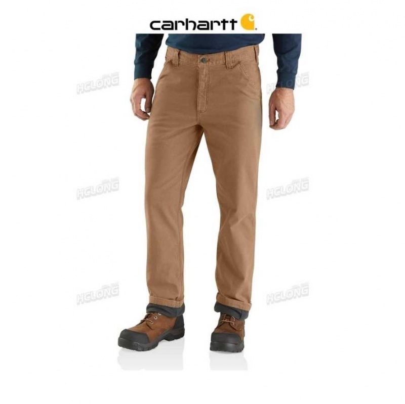 Kaki Foncé Carhartt Rugged Flex Relaxed Fit Tela Flannel-Doublée Utility Travail Pant Kaki - Danmark GGI-1580358