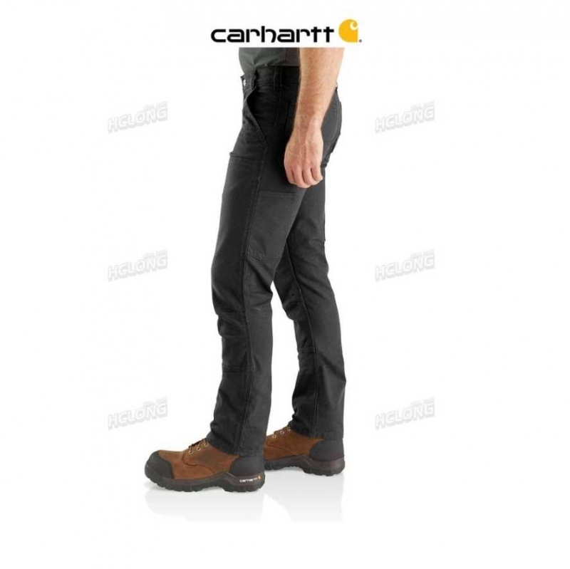 Noir Carhartt Rugged Flex Droit Fit Duck Double Front Pants - Danmark HEP-3903928