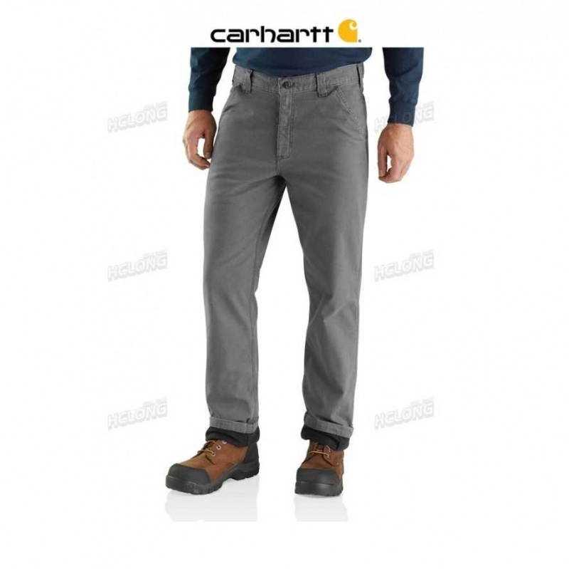 Gravel Carhartt Rugged Flex Relaxed Fit Tela Flannel-Doublée Utility Travail Pant - Danmark PNV-0276957