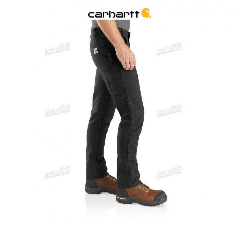 Noir Carhartt Rugged Flex Droit Fit Duck Double Front Pants - Danmark HEP-3903928