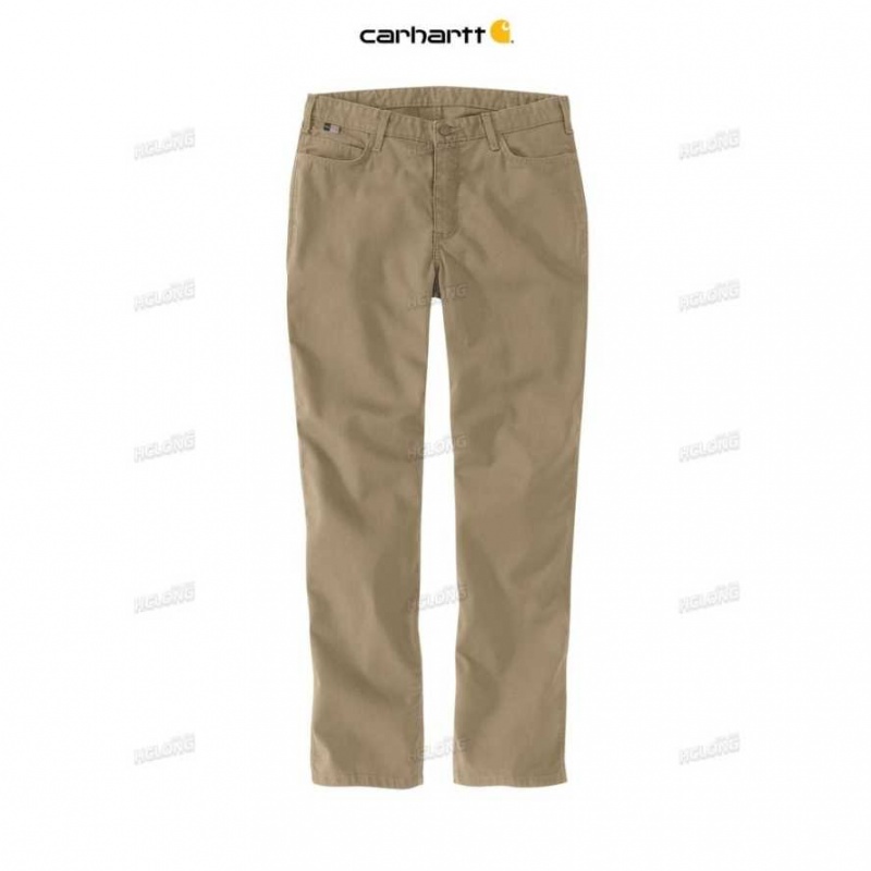 Kaki Foncé Carhartt Flame-Resistant Rugged Flex Relaxed Fit Tela Travail Pant Kaki - Danmark YHY-9996904