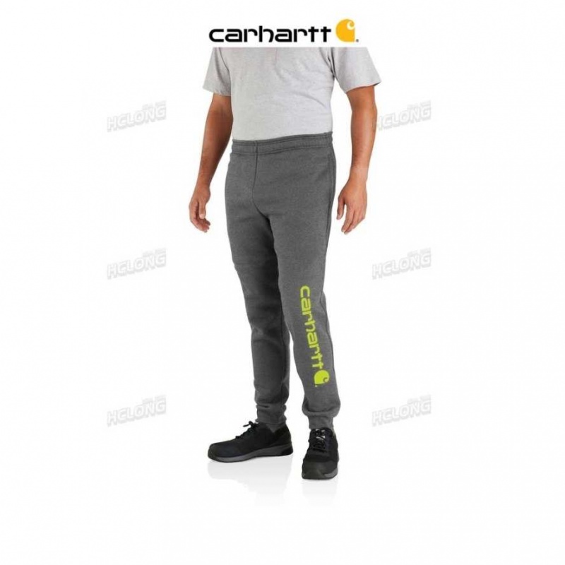 Carbon Heather Carhartt Relaxed Fit Midweight Tapered Logo Sweatpant Carbon - Danmark UWS-2944119