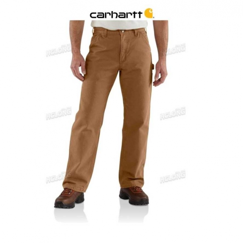 Marron Carhartt Loose Fit Washed Duck Flannel-Doublée Utility Travail Pant - Danmark MNV-0221383