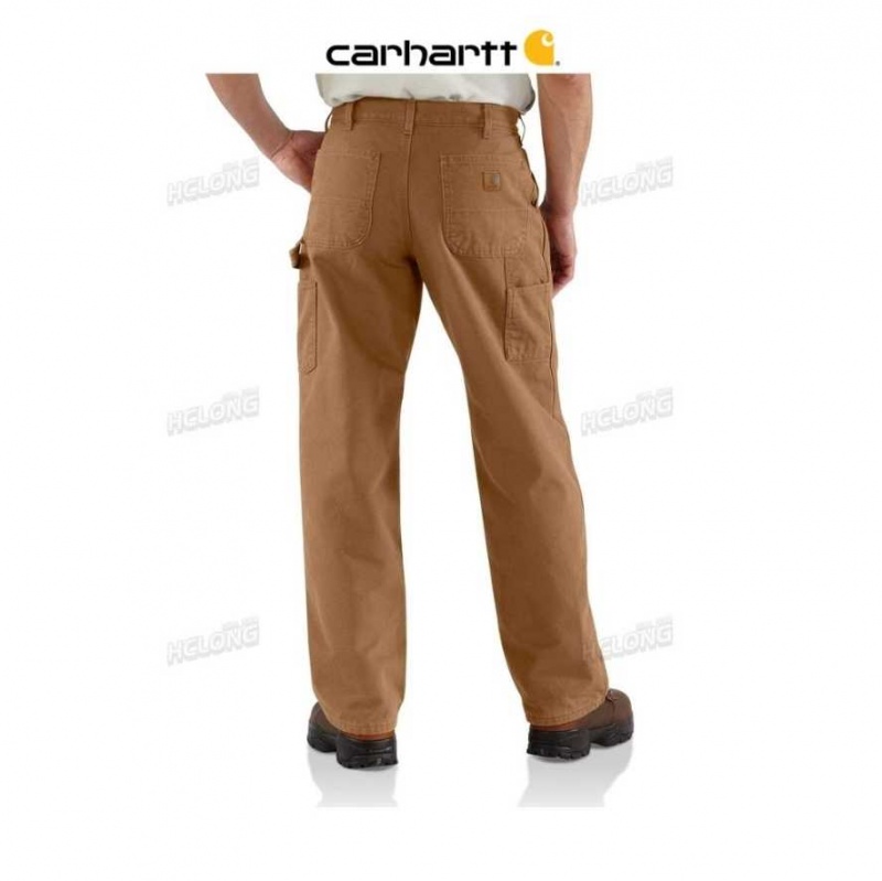 Marron Carhartt Loose Fit Washed Duck Flannel-Doublée Utility Travail Pant - Danmark MNV-0221383