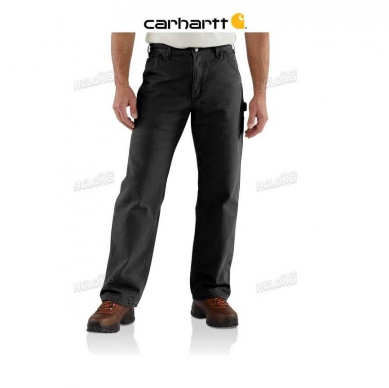 Noir Carhartt Loose Fit Washed Duck Flannel-Doublée Utility Travail Pant - Danmark FSU-5832807