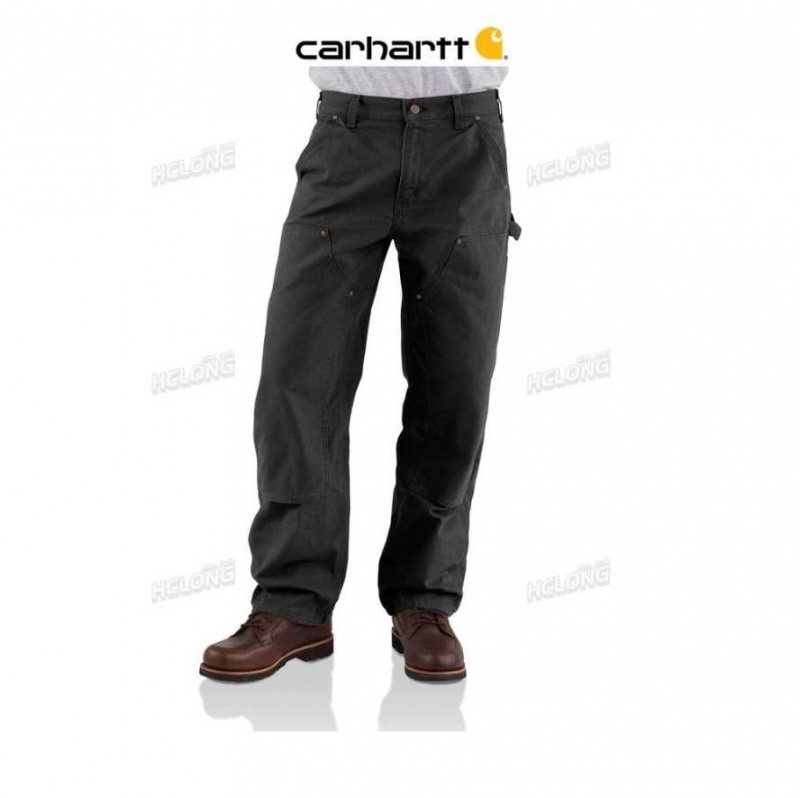 Noir Carhartt Loose Fit Washed Duck Double-Front Utility Travail Pant - Danmark PCM-6890311